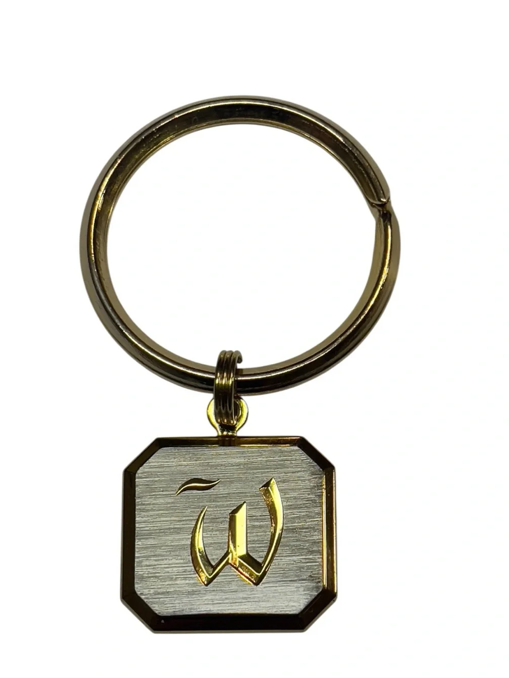 Vintage Initial “W” Detachable Keychain Gold &Silver Tone Minimalist Retro